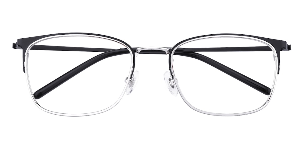 Alger Black/Silver Classic Wayframe Metal Eyeglasses