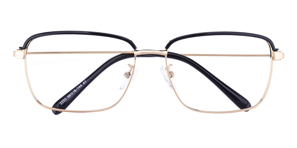 Amos Black/Golden Rectangle Metal Eyeglasses
