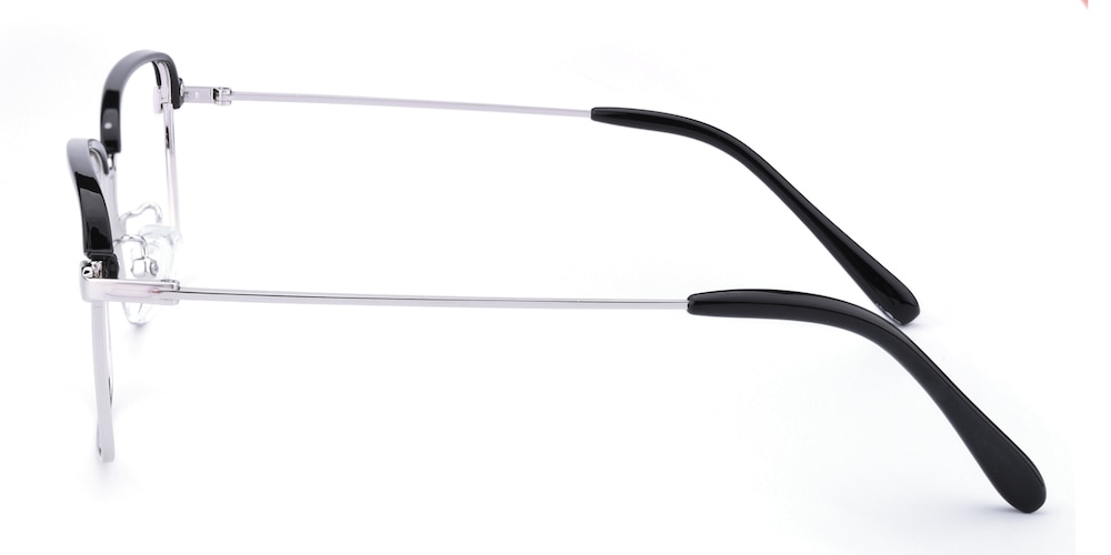 Amos Black/Silver Rectangle Metal Eyeglasses