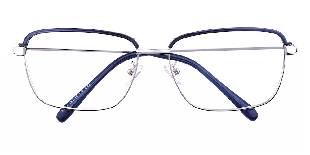 Amos Blue/Silver Rectangle Metal Eyeglasses