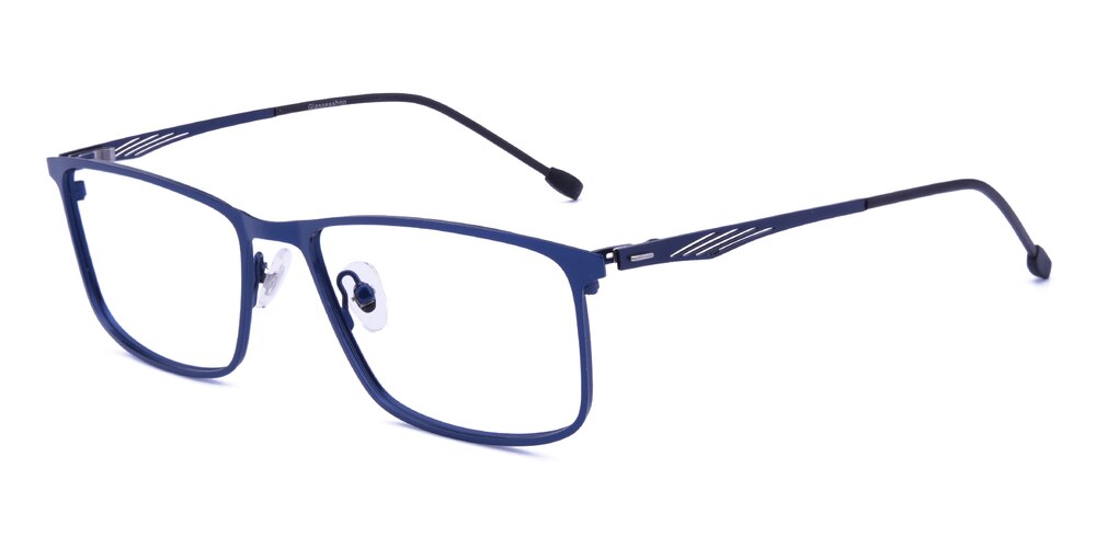 Angelo Blue Rectangle Metal Eyeglasses