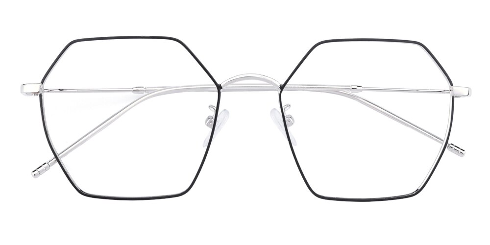 Archer Black/Silver Polygon Metal Eyeglasses