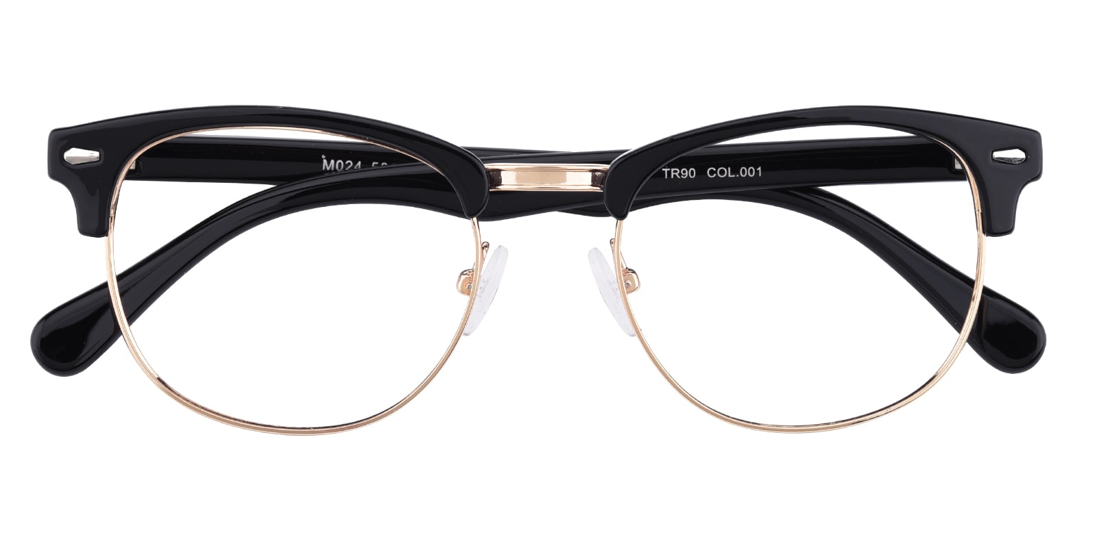Browline|Classic Wayframe|Round Eyeglasses, Full Frame Black/Golden TR90|blend material - FP1661