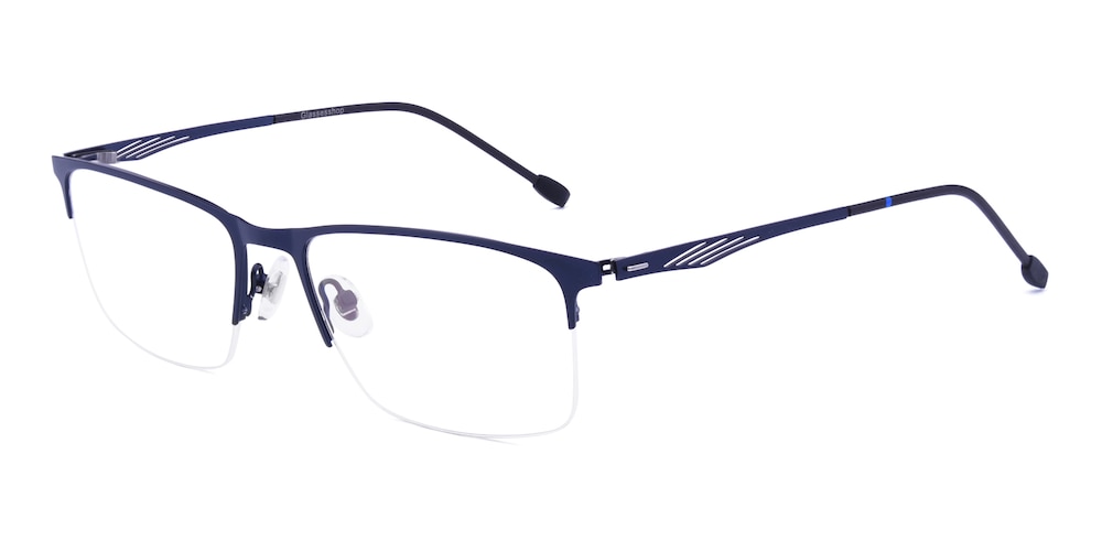 Ethan Blue Rectangle Metal Eyeglasses