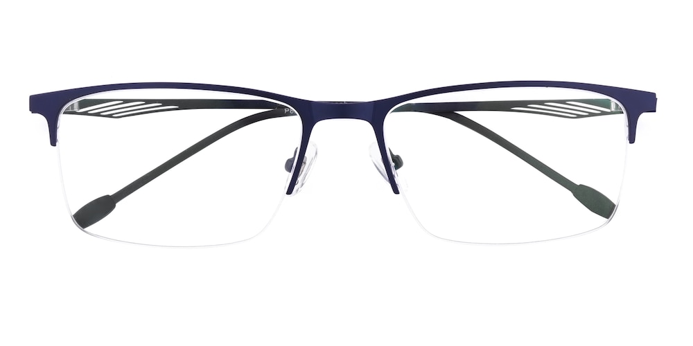 Ethan Blue Rectangle Metal Eyeglasses