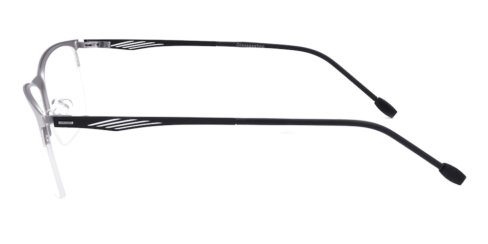 Ethan Silver/Black Rectangle Metal Eyeglasses