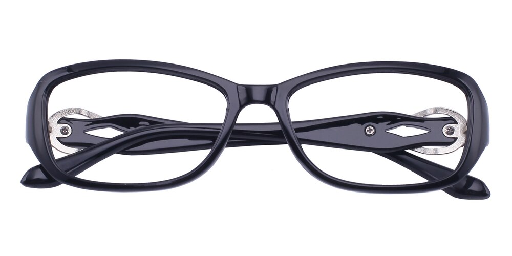 Eunice Black Rectangle Plastic Eyeglasses