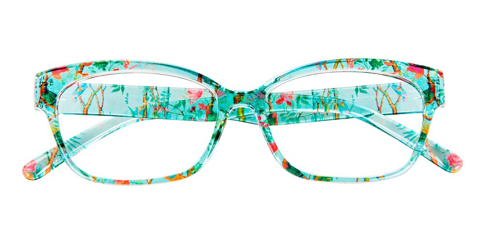 Lexingto Green Pattern Rectangle TR90 Eyeglasses