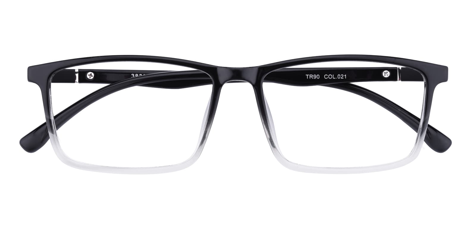 Rectangle Eyeglasses, Full Frame Black/Crystal TR90 - FP1641