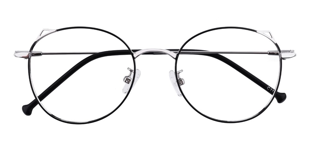 Cronin Black/Silver Cat Eye Metal Eyeglasses