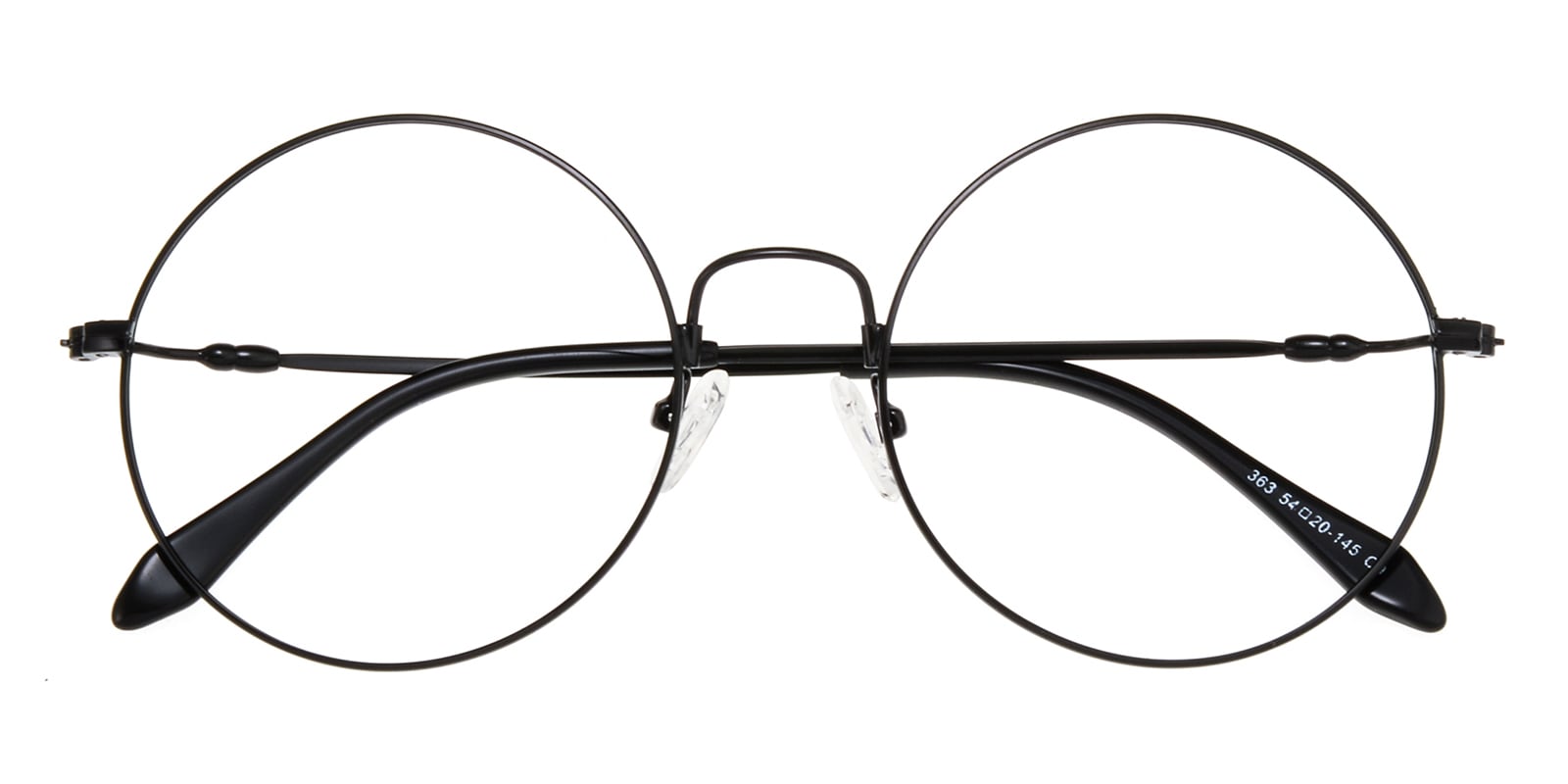 Round Eyeglasses, Full Frame Black Metal - FM1244