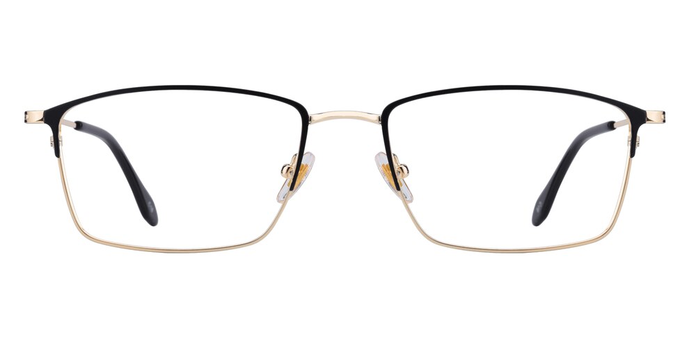 Carroll Black/Golden Rectangle Metal Eyeglasses