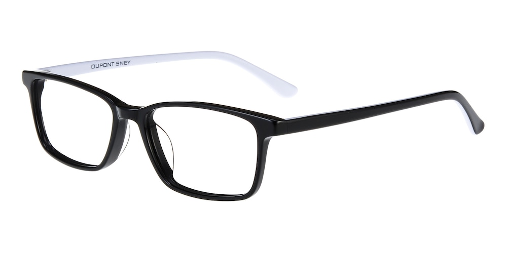 Enoch Black/White Rectangle Acetate Eyeglasses