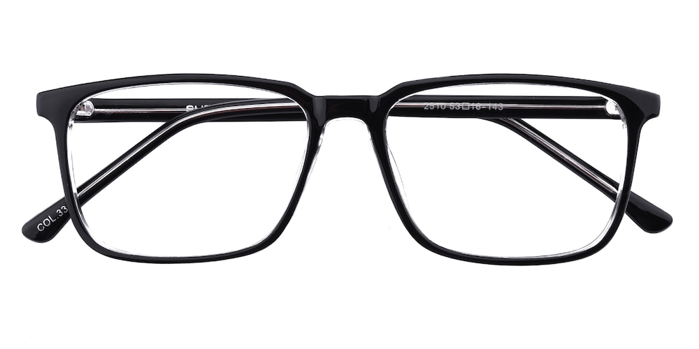 Earl Black/Crystal Rectangle Plastic Eyeglasses