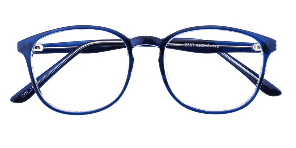 Edwiin Blue/Crystal Rectangle Plastic Eyeglasses