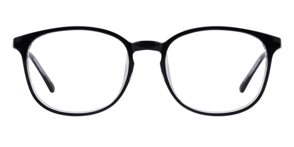 Edwiin Black/Crystal Rectangle Plastic Eyeglasses