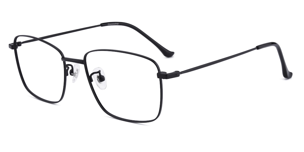 Giles Black Rectangle Titanium Eyeglasses