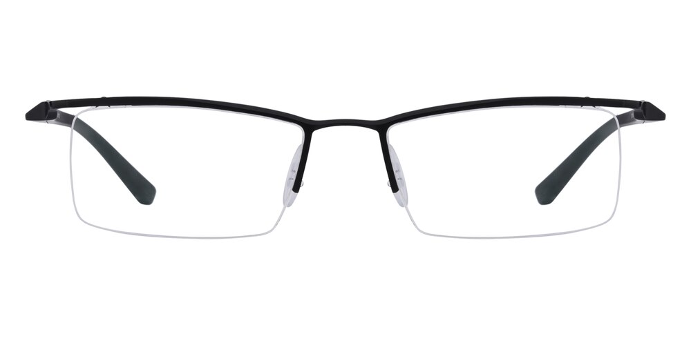 Gregary Semi-Rimless Black Rectangle Metal Eyeglasses