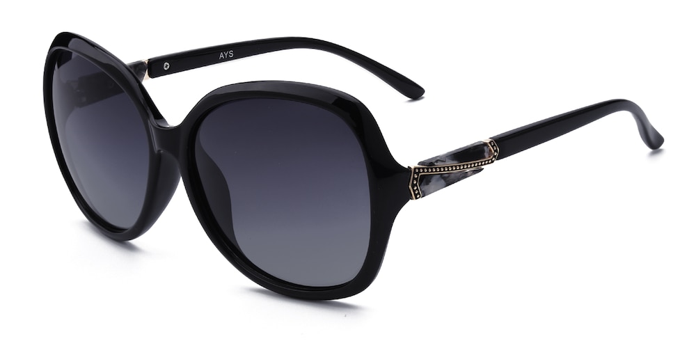 Hugh Black Oval TR90 Sunglasses