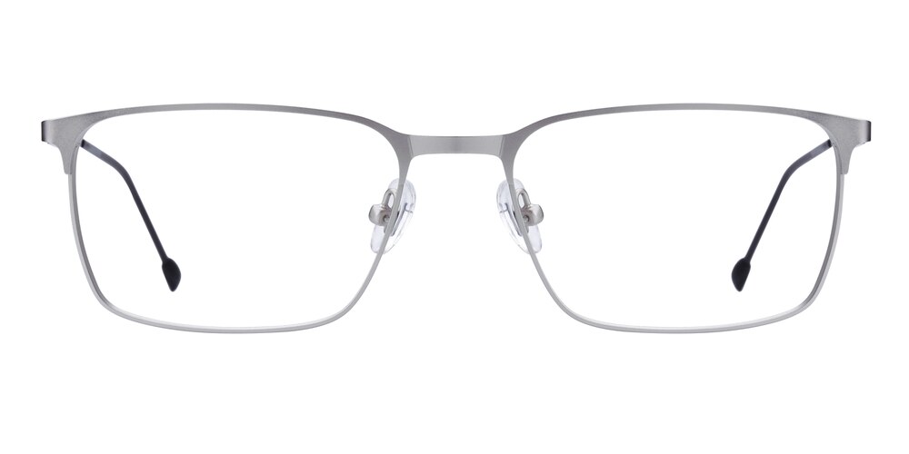 Ian Silver/Black Rectangle Metal Eyeglasses