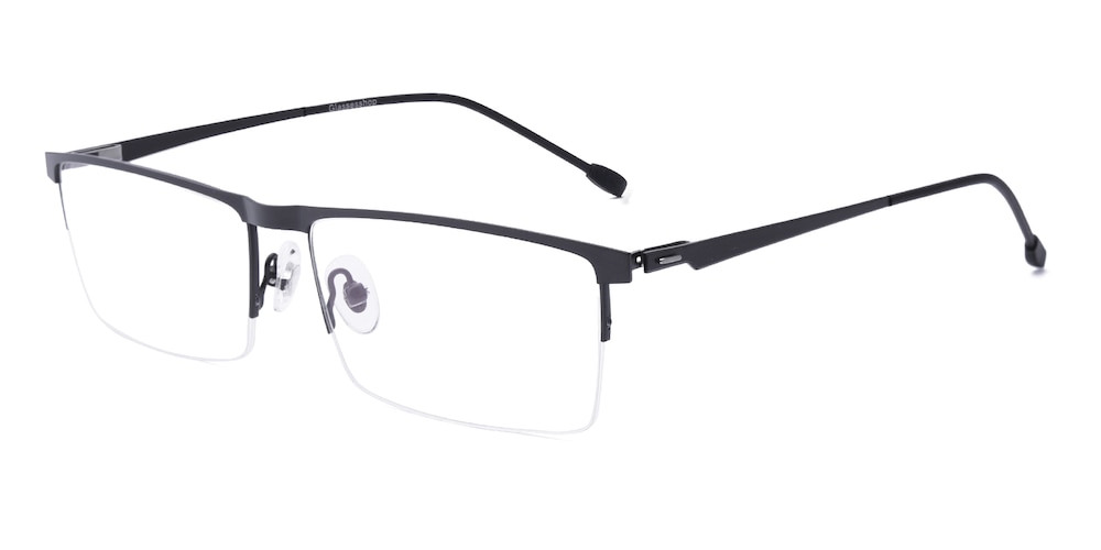 Isaac Gunmetal Rectangle Metal Eyeglasses