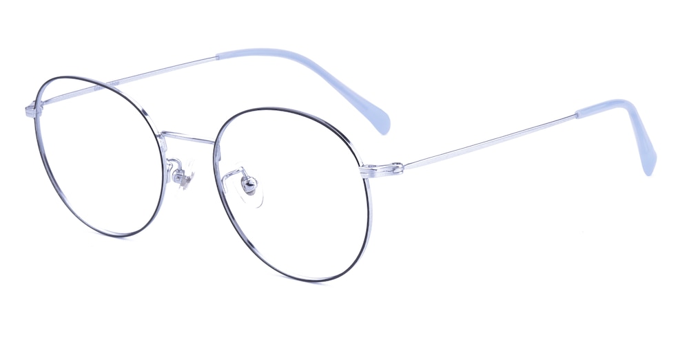 Lynn Black/Silver Round Titanium Eyeglasses