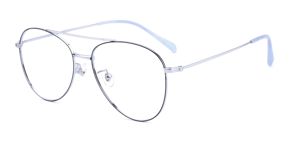 Malcolm Black/Silver Aviator Titanium Eyeglasses