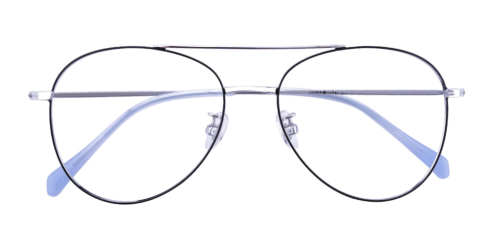 Malcolm Black/Silver Aviator Titanium Eyeglasses