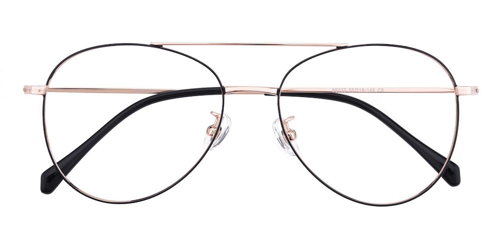 Malcolm Black/Golden Aviator Titanium Eyeglasses