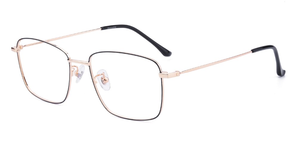 Mandel Black/Golden Rectangle Titanium Eyeglasses