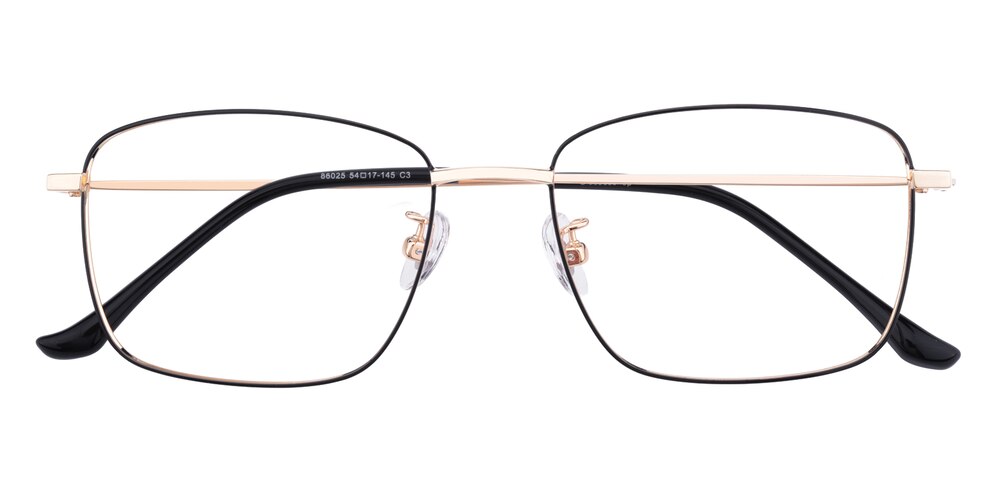 Mandel Black/Golden Rectangle Titanium Eyeglasses