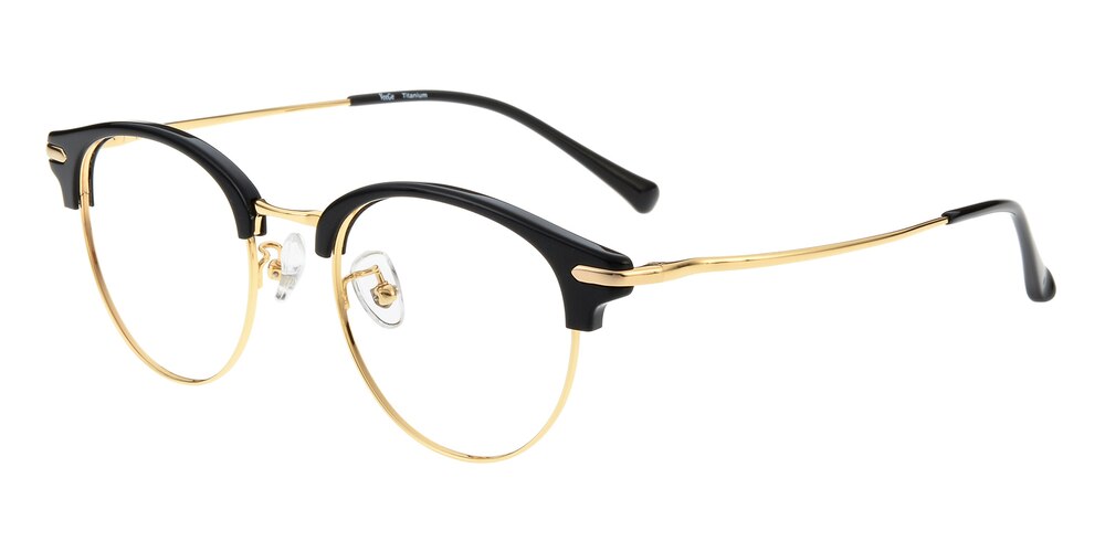 Marcus Black/Golden Classic Wayframe Titanium Eyeglasses