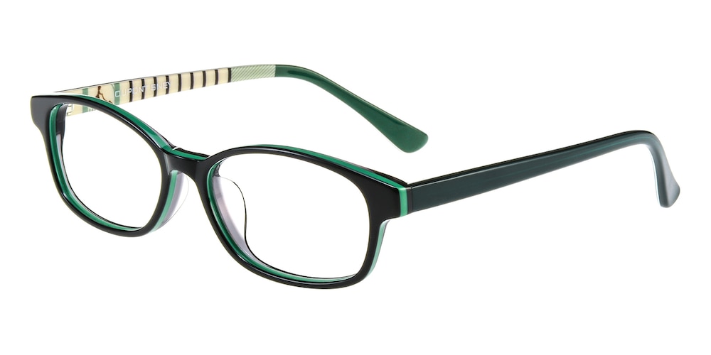 Maximilian Black/Green Oval Acetate Eyeglasses