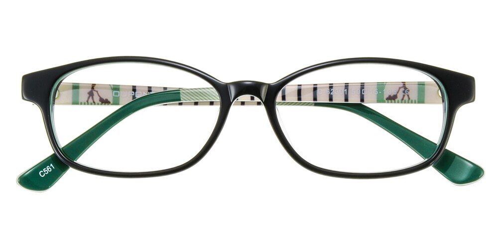 Maximilian Black/Green Oval Acetate Eyeglasses