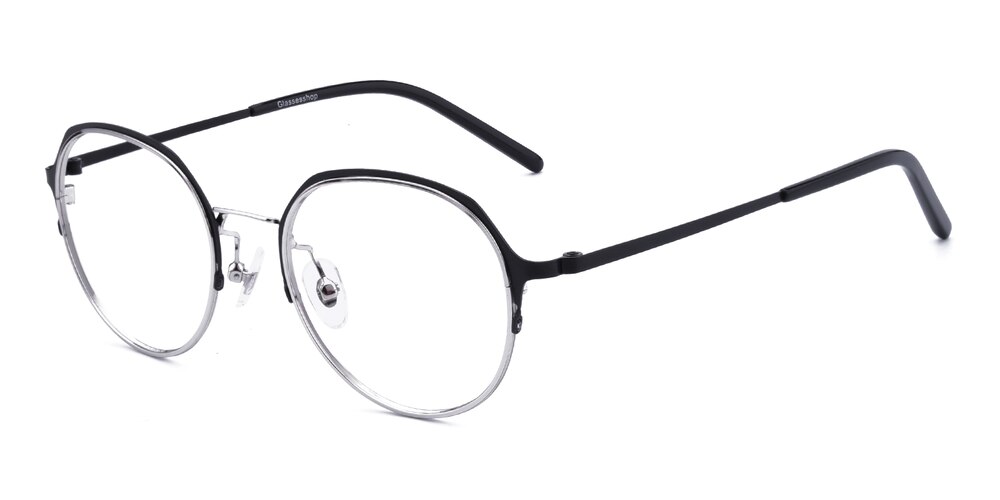 Chance Black/Silver Round Metal Eyeglasses