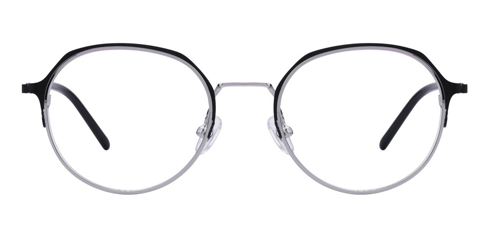 Chance Black/Silver Round Metal Eyeglasses