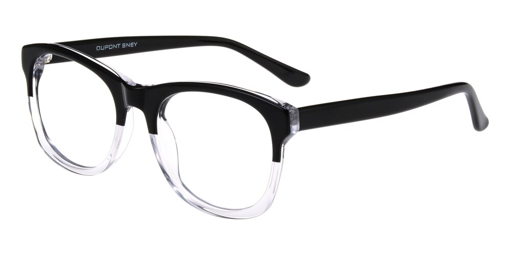 Pau Black/Crystal Rectangle Acetate Eyeglasses