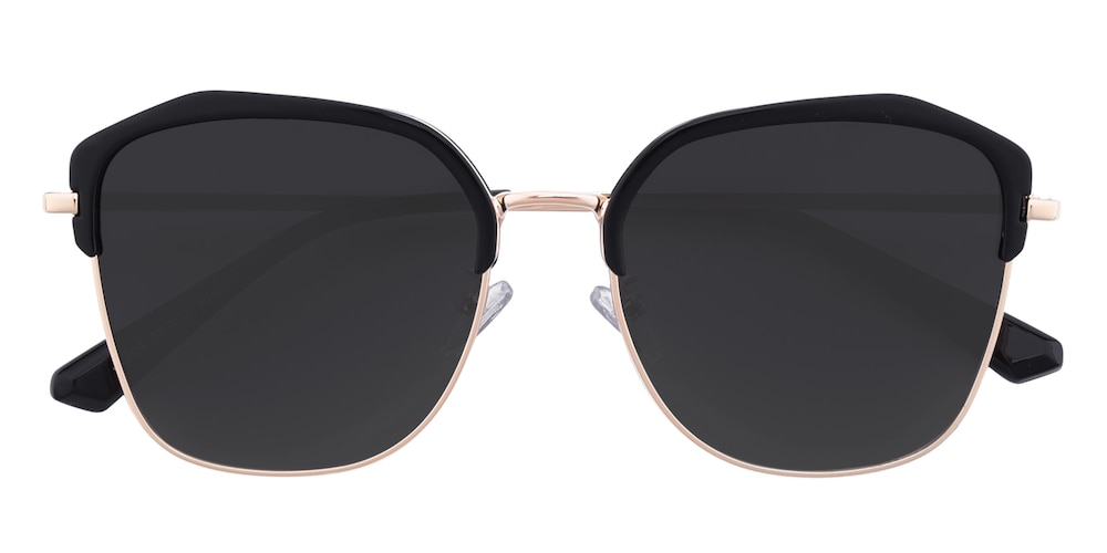 Reuben Black/Golden Polygon Metal Sunglasses