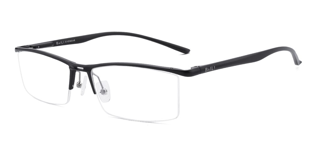 Rodney Black Rectangle Aluminum Eyeglasses