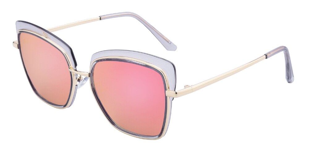 Spencer Crystal/Pink mirror-coating Square TR90 Sunglasses
