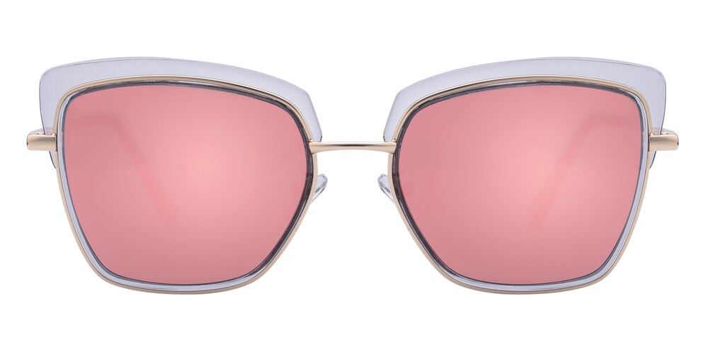 Spencer Crystal/Pink mirror-coating Square TR90 Sunglasses