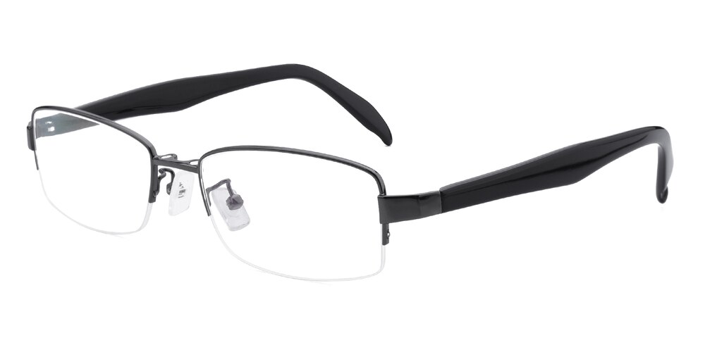 Rupert Gunmetal Rectangle Metal Eyeglasses