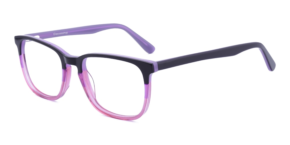 Lester Black/Purple Rectangle Acetate Eyeglasses