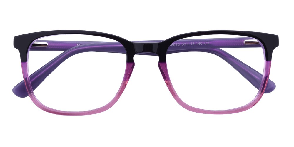 Lester Black/Purple Rectangle Acetate Eyeglasses