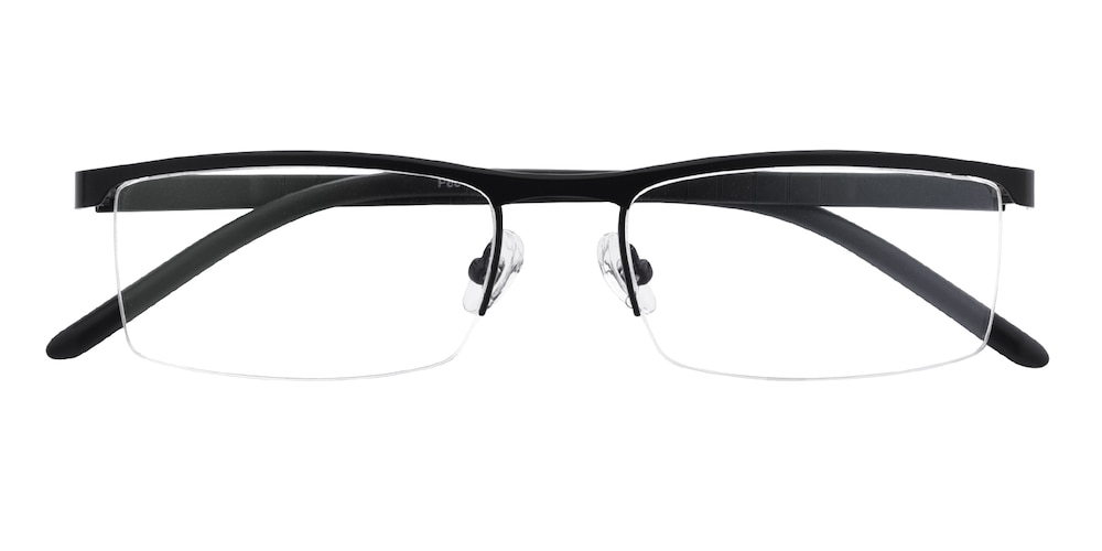Luther Black Rectangle Metal Eyeglasses