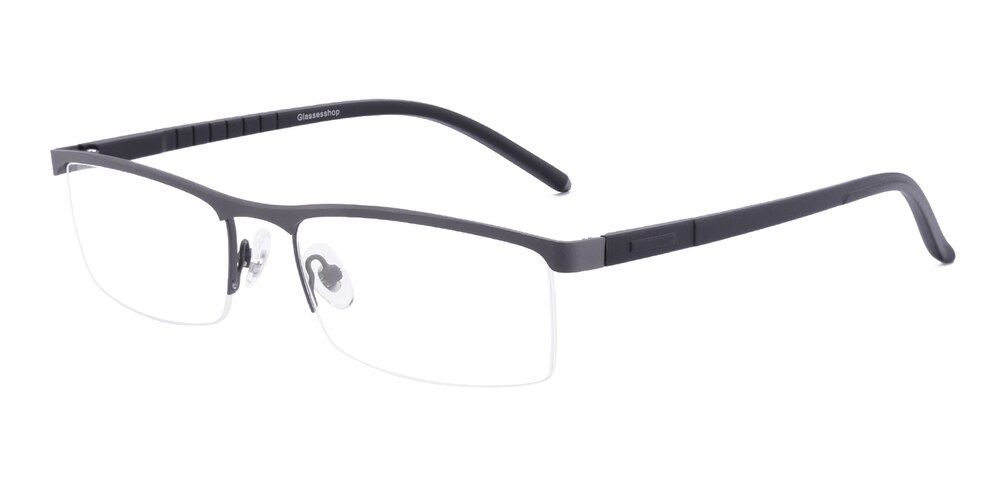 Luther Gray Rectangle Metal Eyeglasses