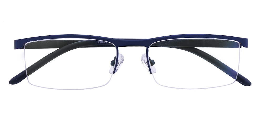 Luther Blue Rectangle Metal Eyeglasses