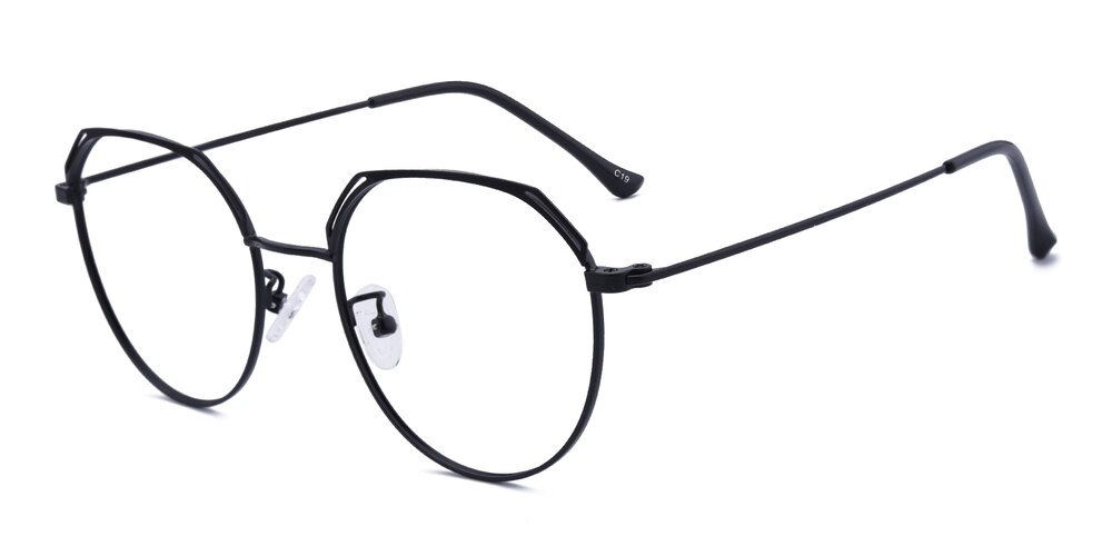 Bertha Black Polygon Metal Eyeglasses