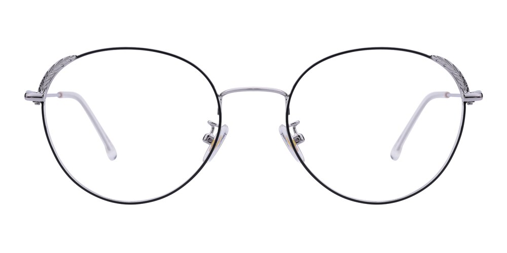 Kirk Black/Silver Round Metal Eyeglasses