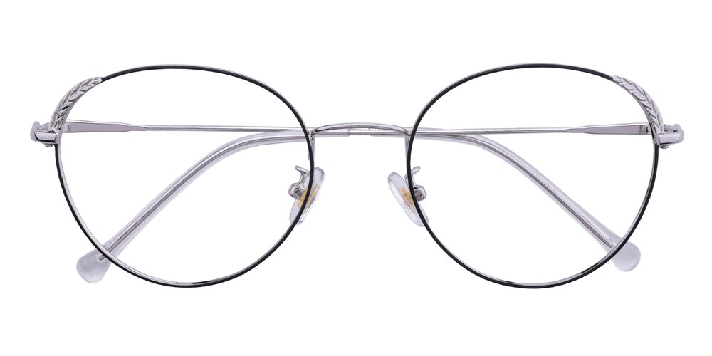 Kirk Black/Silver Round Metal Eyeglasses